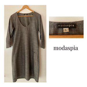 Modaspia Grey Cotton/Linen Dress with Pocket Sz L